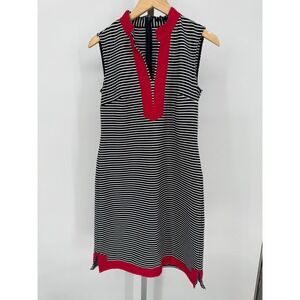 Brooks Brothers Women's Striped Sleeveless Dress Red Trim Nautical Size‎ M